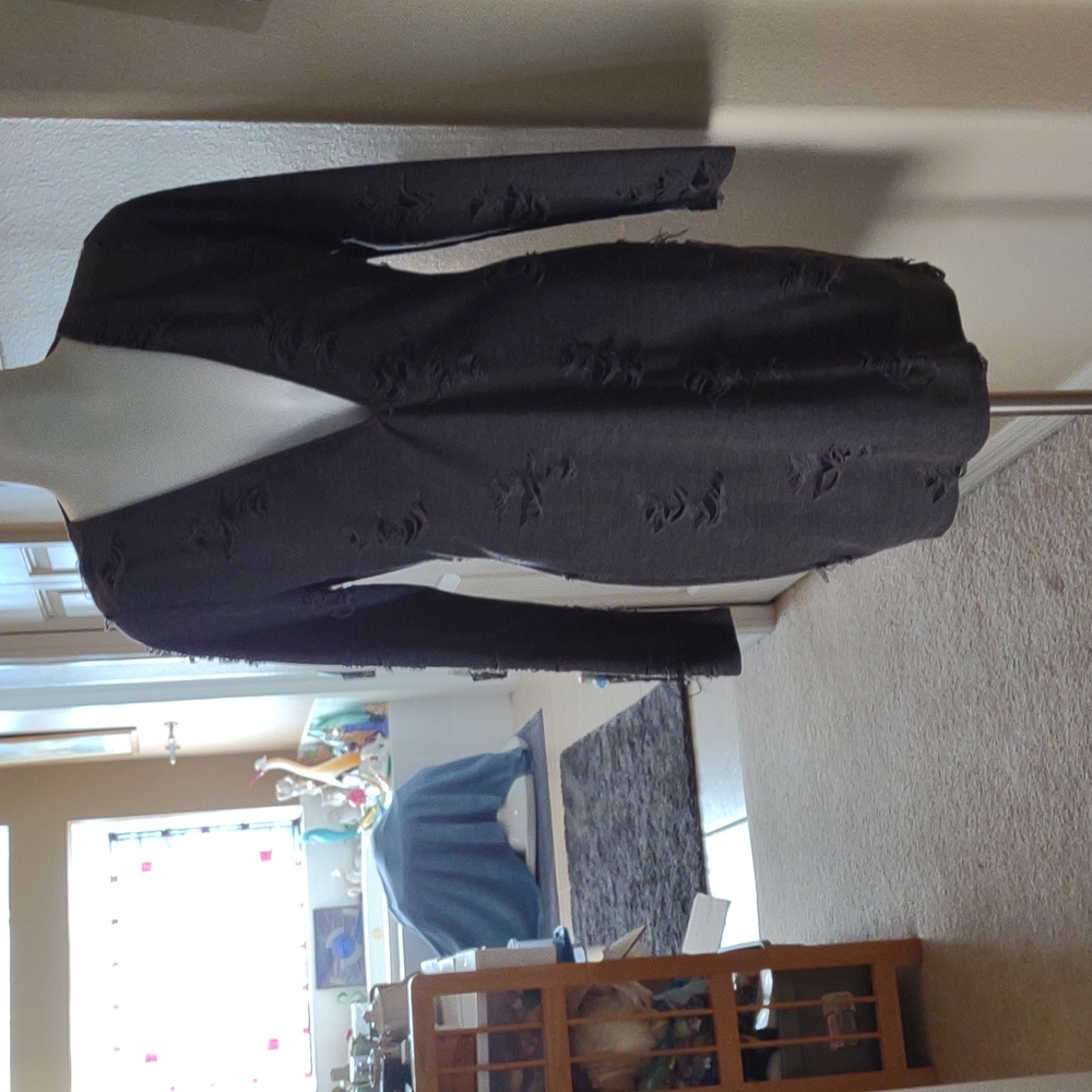 Aria clothing grey deep v frayed dress size large fits small